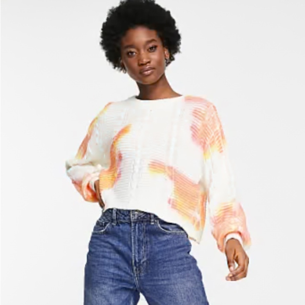 Women’s Raga Cyrus Tie Dye Pullover Sweater: Pink, Orange & White: size large - Picture 7 of 8